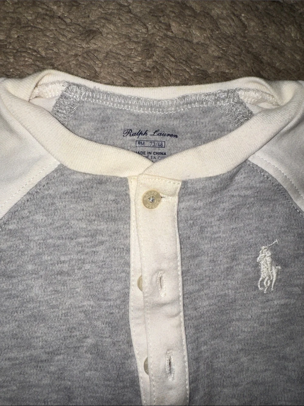 Polo by Ralph Lauren Gray & White Baby Footie One-Piece